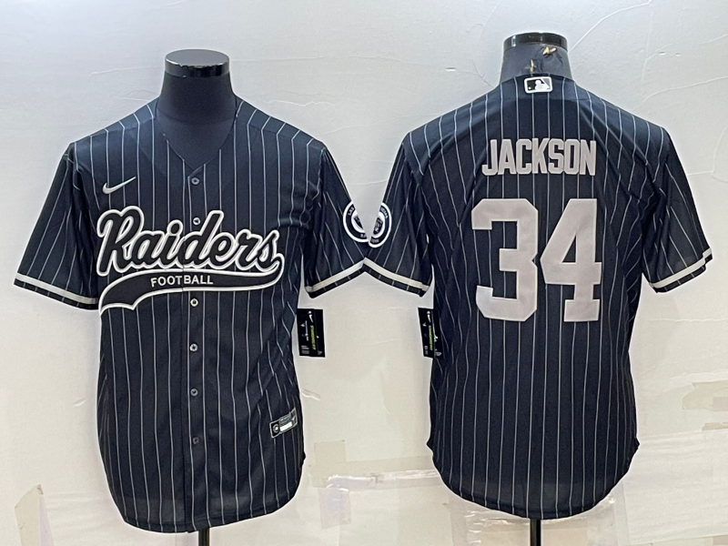 Men's Las Vegas Raiders Bo Jackson #34 Black Team Jersey Joint Edition